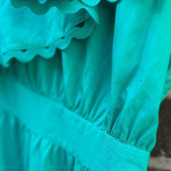 Antik Batik Aqua One Shoulder Maxi Dress Tiered Ruffle Cotton Resort Wear S - Picture 6 of 7